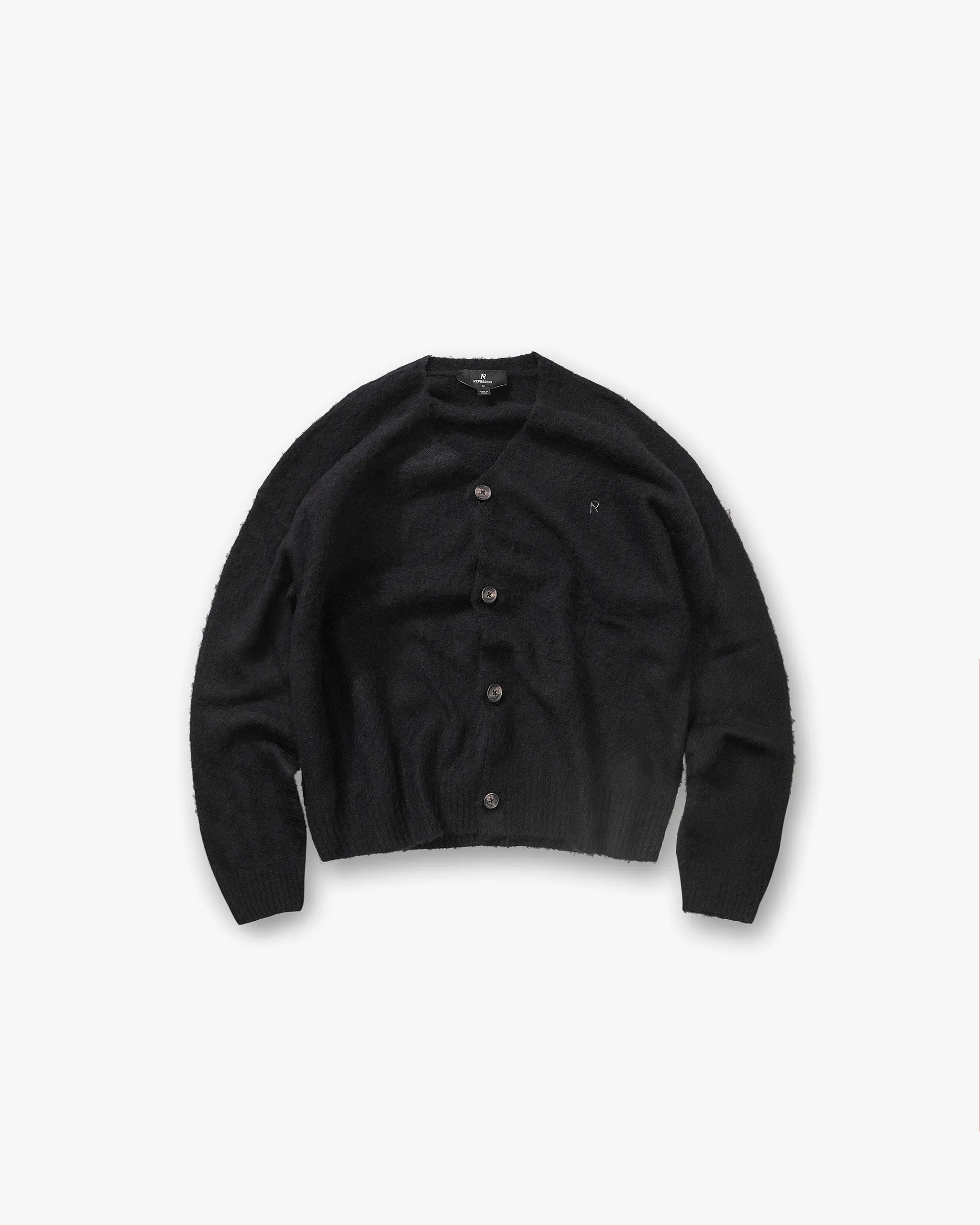 Textured Knit Cardigan - Jet Black Day Wear Simple Silhouette