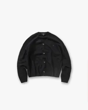 Textured Knit Cardigan - Jet Black Day Wear Simple Silhouette