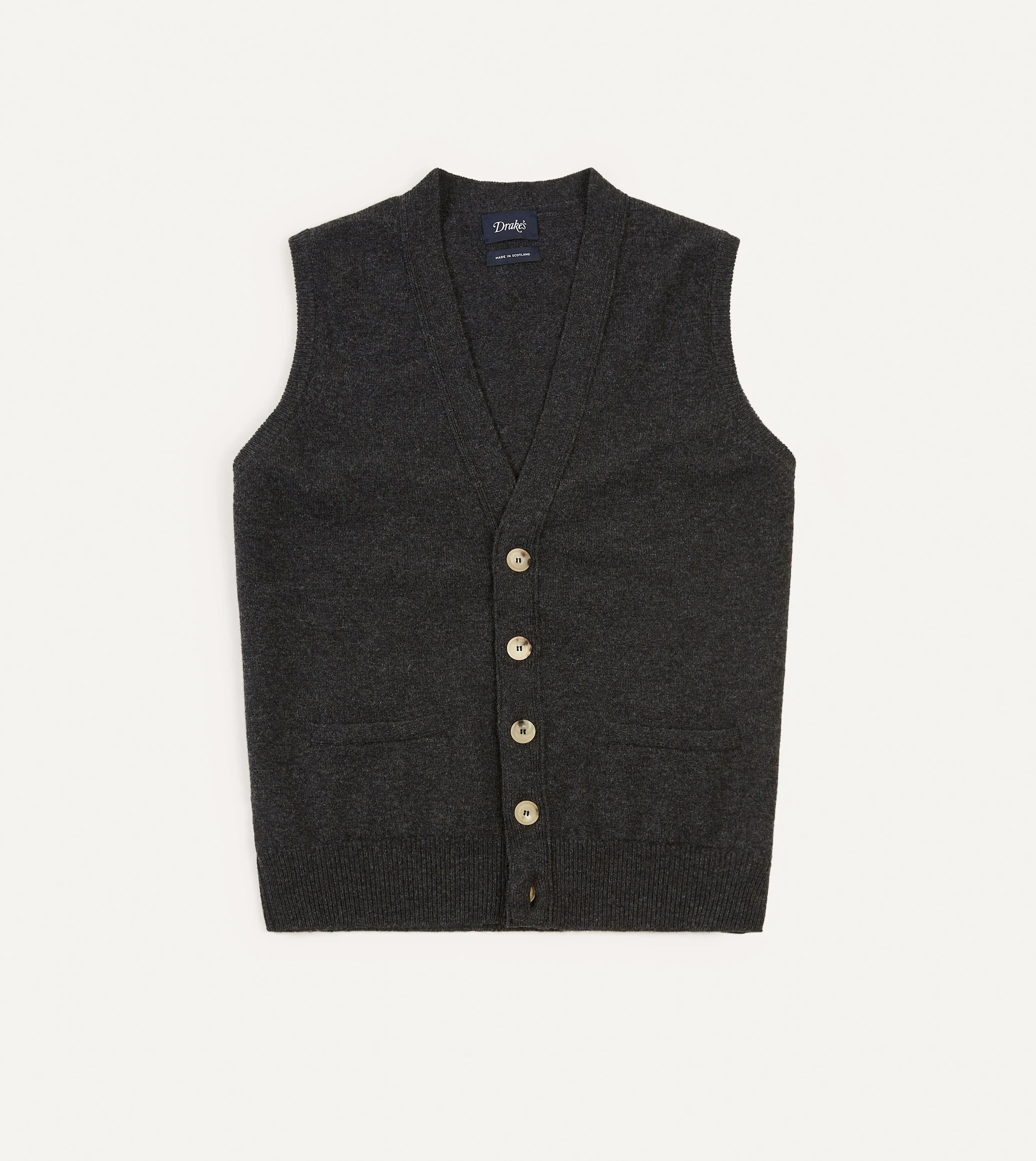 Soft Stretch Charcoal Lambswool Sleeveless Cardigan