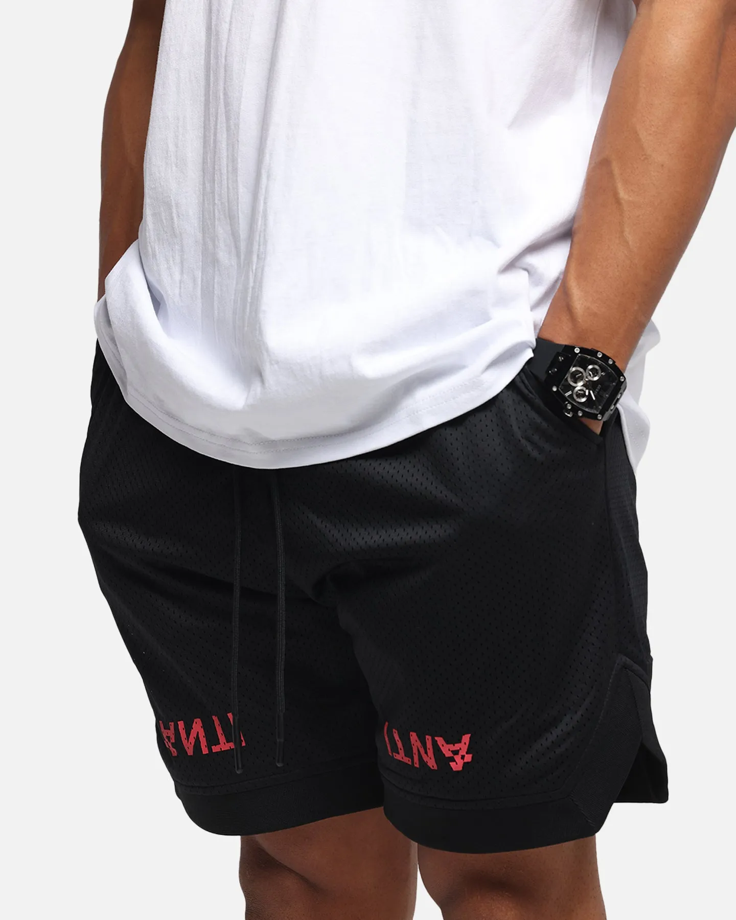 Cargo shorts FasteningLoops The Anti Order Post Season Basketball Shorts Black/Red