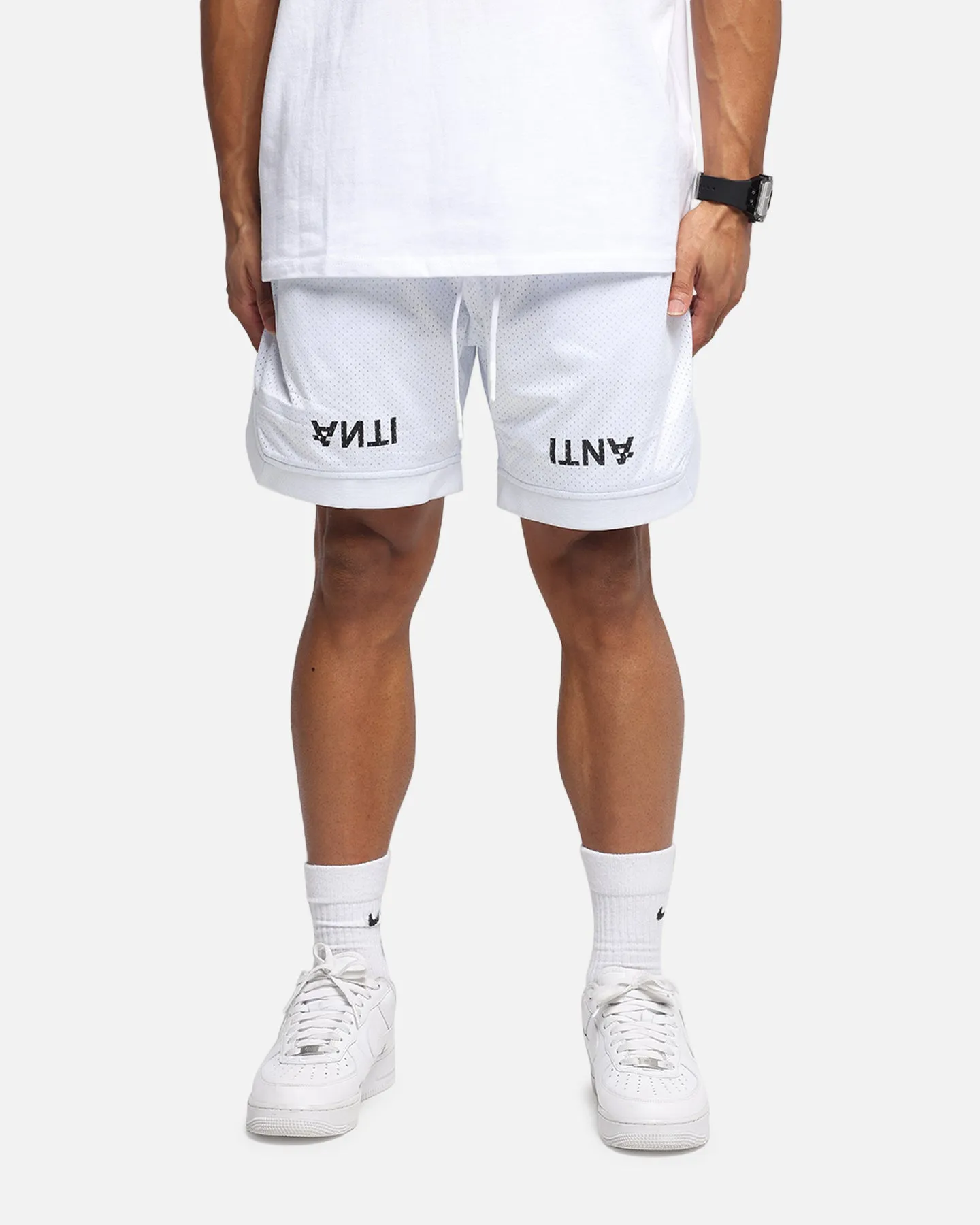 No Slip Gripper The Anti Order Post Season Basketball Shorts White/Black