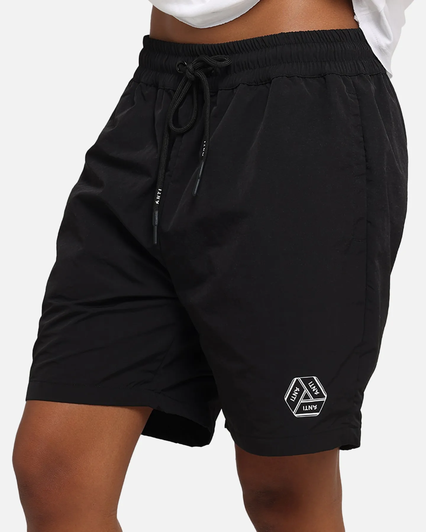 Low Bulk Construction Athletic Silhouette The Anti Order Reverse Logo Nylon Shorts Black