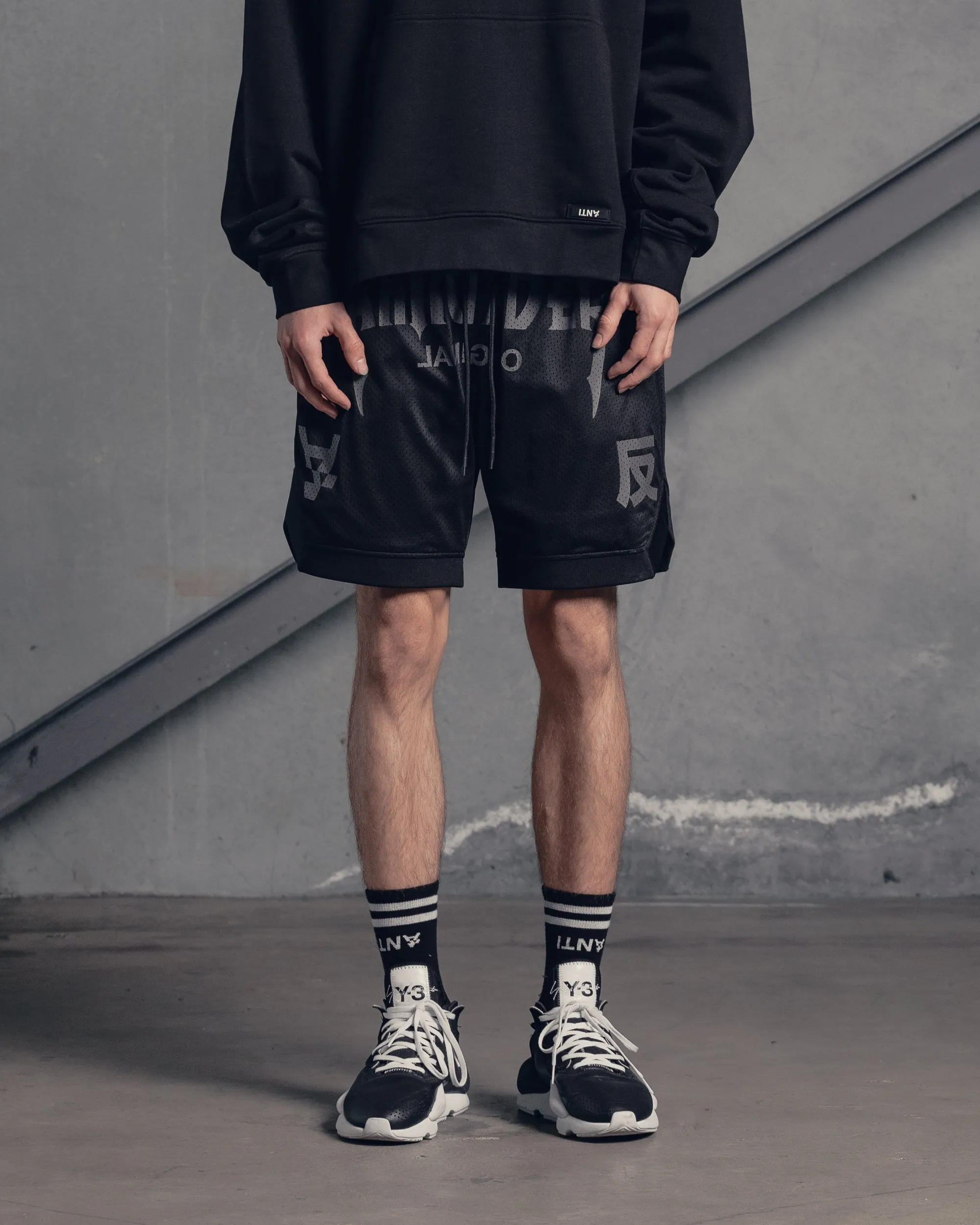 Low Profile Waistband Stretch Support The Anti Order Shibuya Markets Mesh Shorts Black/Grey