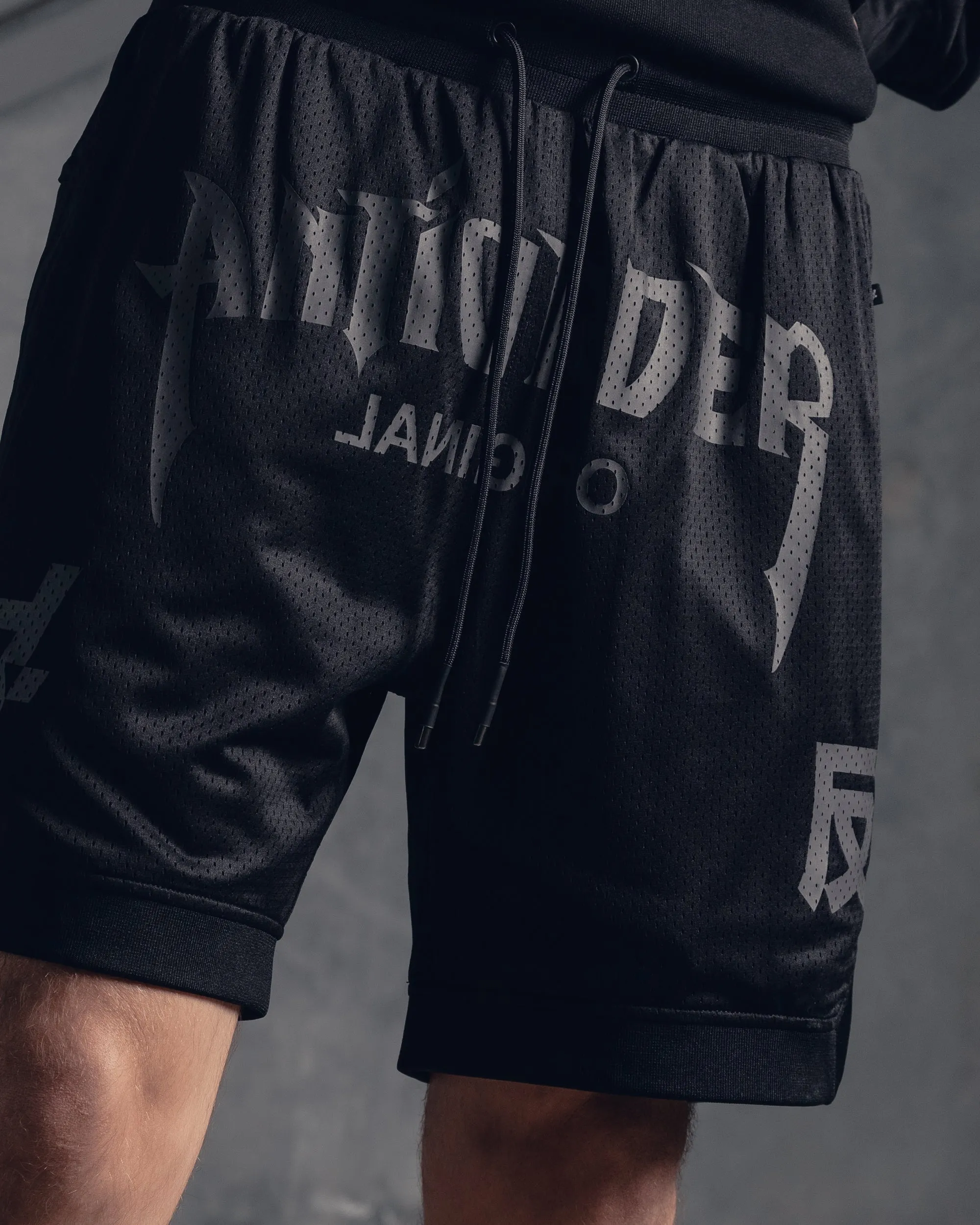 fitness enthusiasts The Anti Order Shibuya Markets Mesh Shorts Black/Grey