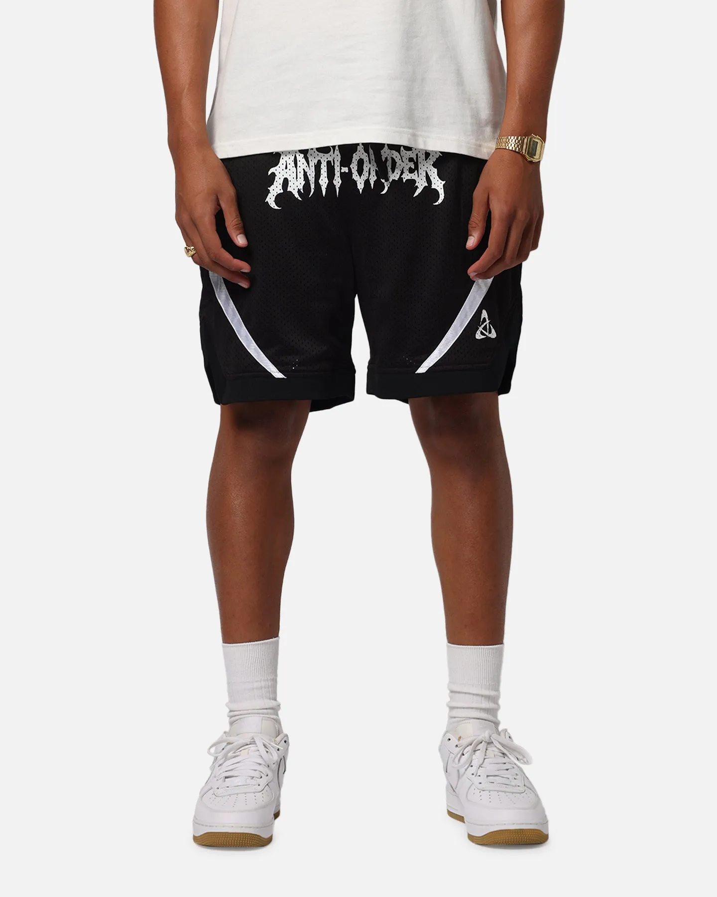 Reflective Safety Detailing The Anti Order Sparta Mesh Basketball Shorts Black/White