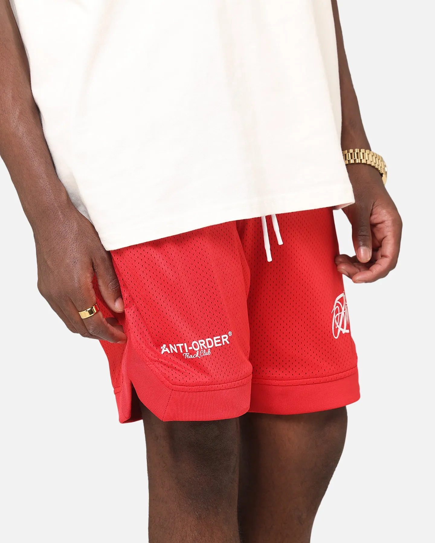 The Anti Order Track Club Basketball Shorts Red/White laid-back style