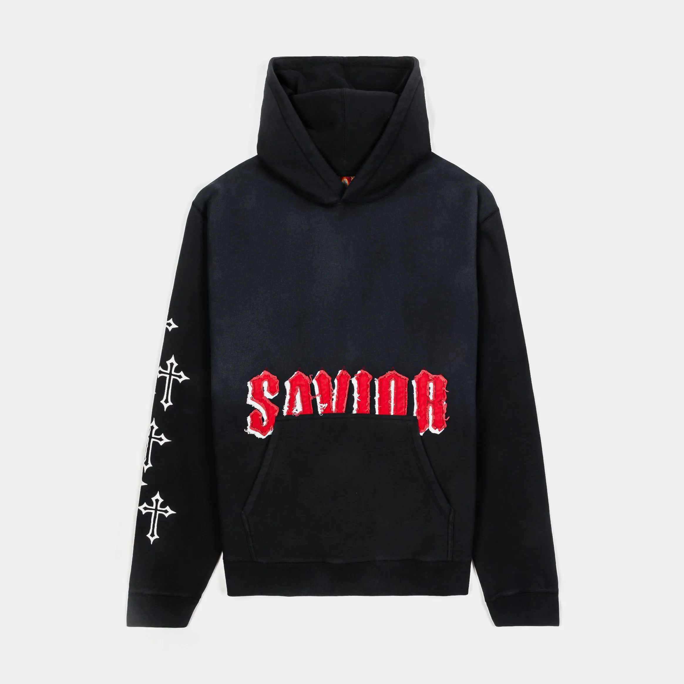 Wrinkle-Resistant The Faith Pullover Mens Hoodie (Black/Red/White)