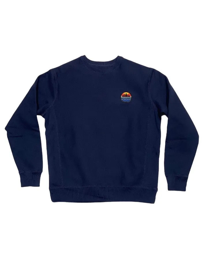 The Great Lakes State Color Logo Heavyweight Crewneck Sweatshirt - Navy Long Sleeves