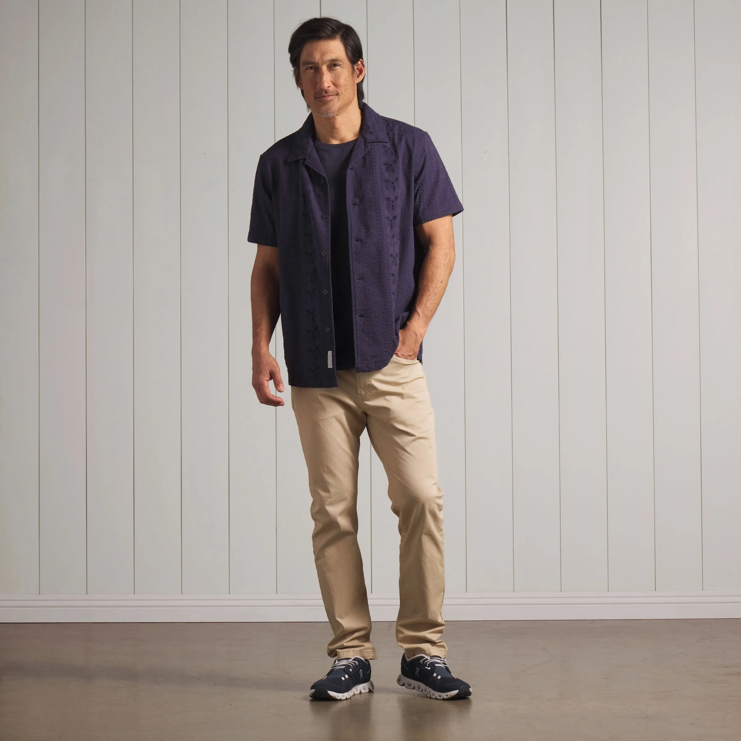 The Resort Embroidered Shirt - Graphite Low carbon footprint casual and comfortable