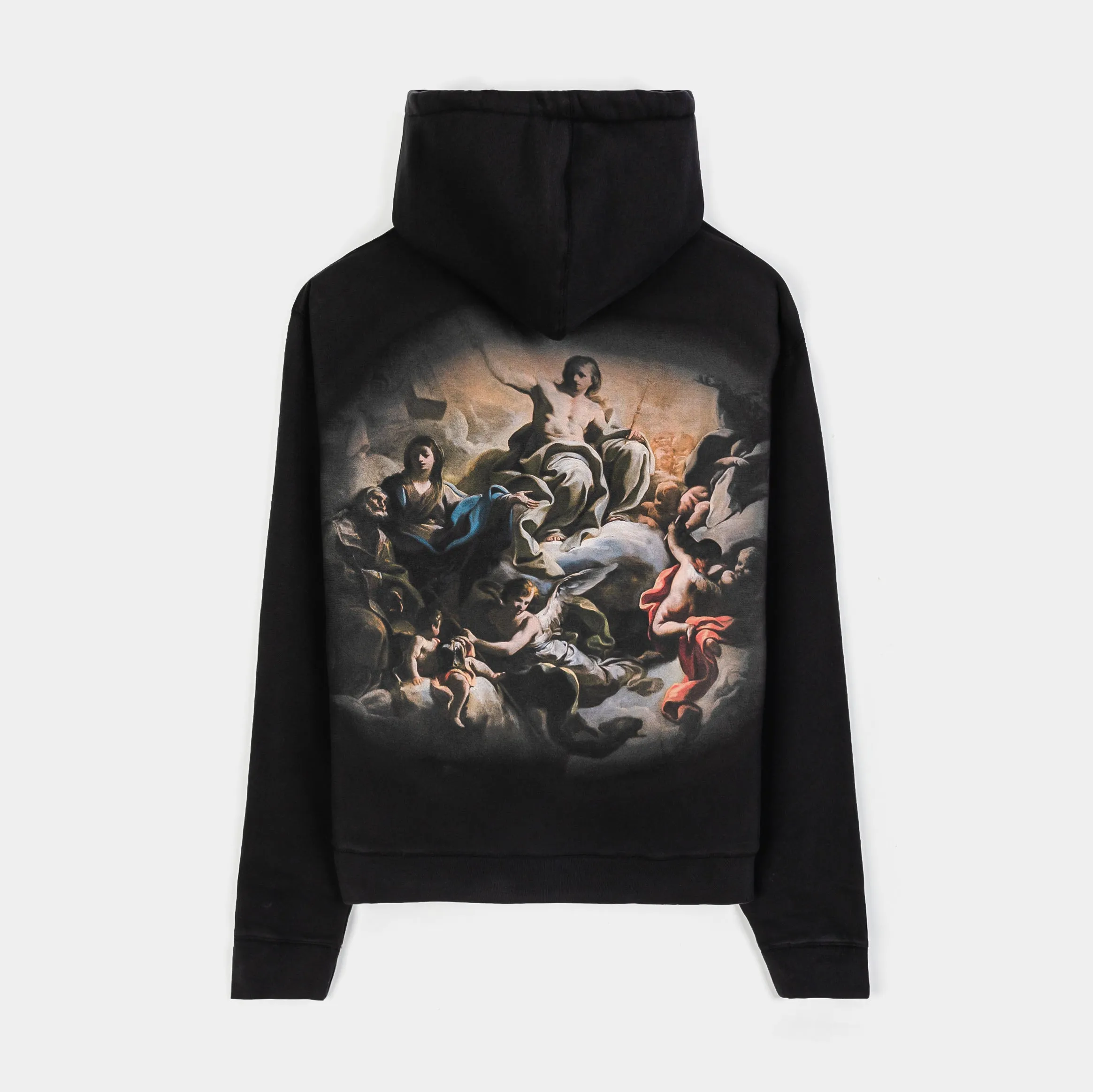 product ribbon playfulness Machine washable The Saint Cropped Pullover Mens Hoodie (Black/White)