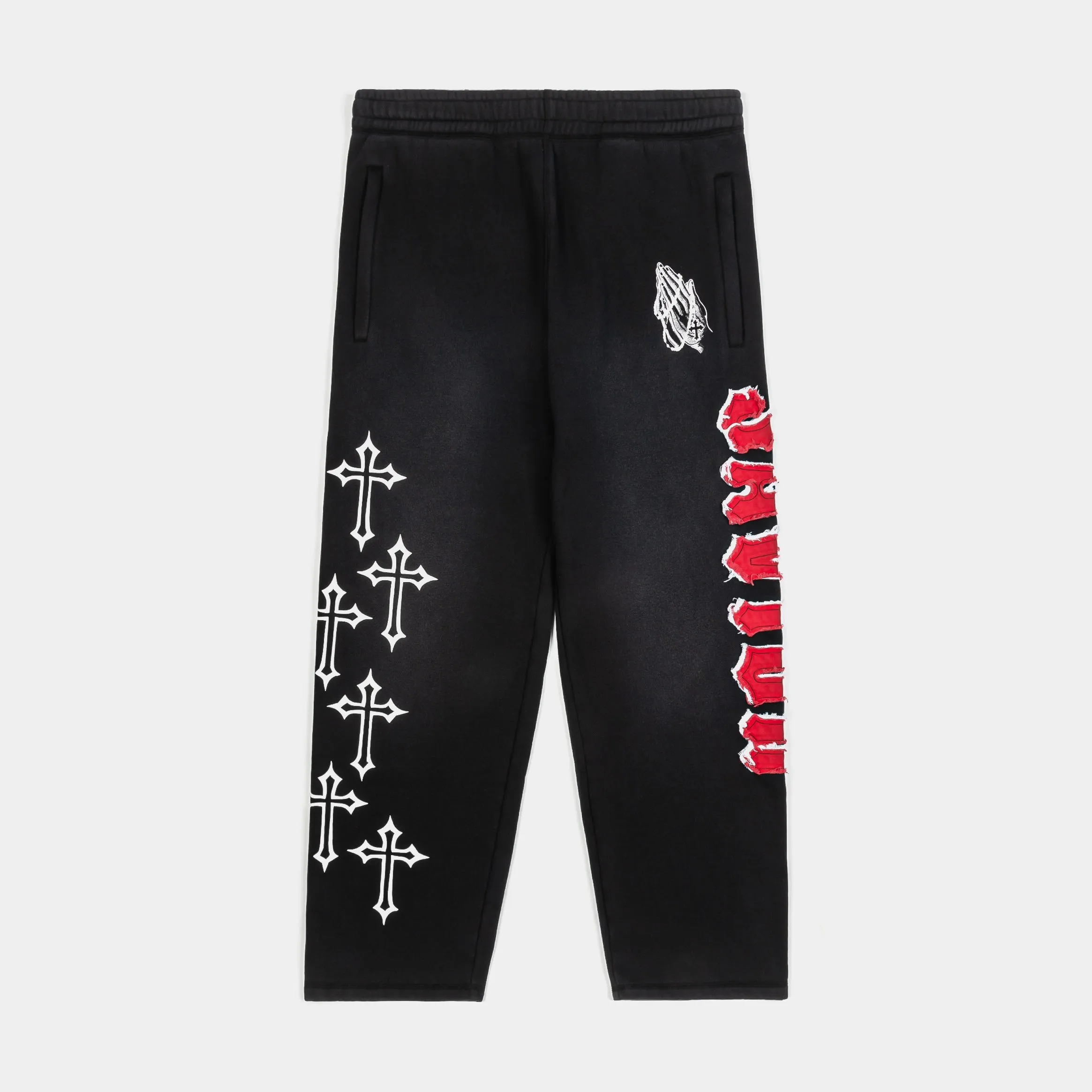 The Savior Straight Fleece Mens Pants (Black/Red) Layer-Friendly