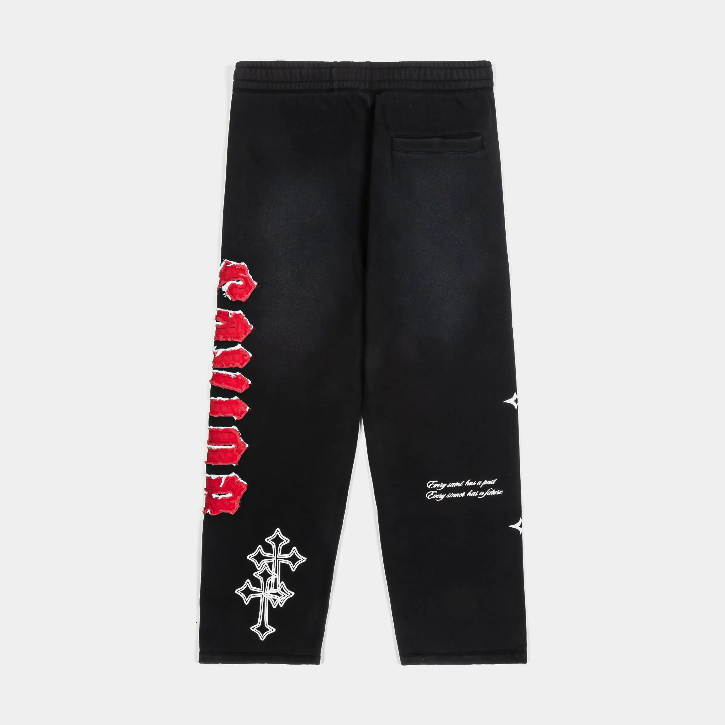 The Savior Straight Fleece Mens Pants (Black/Red) Street Active Flattering Comfort