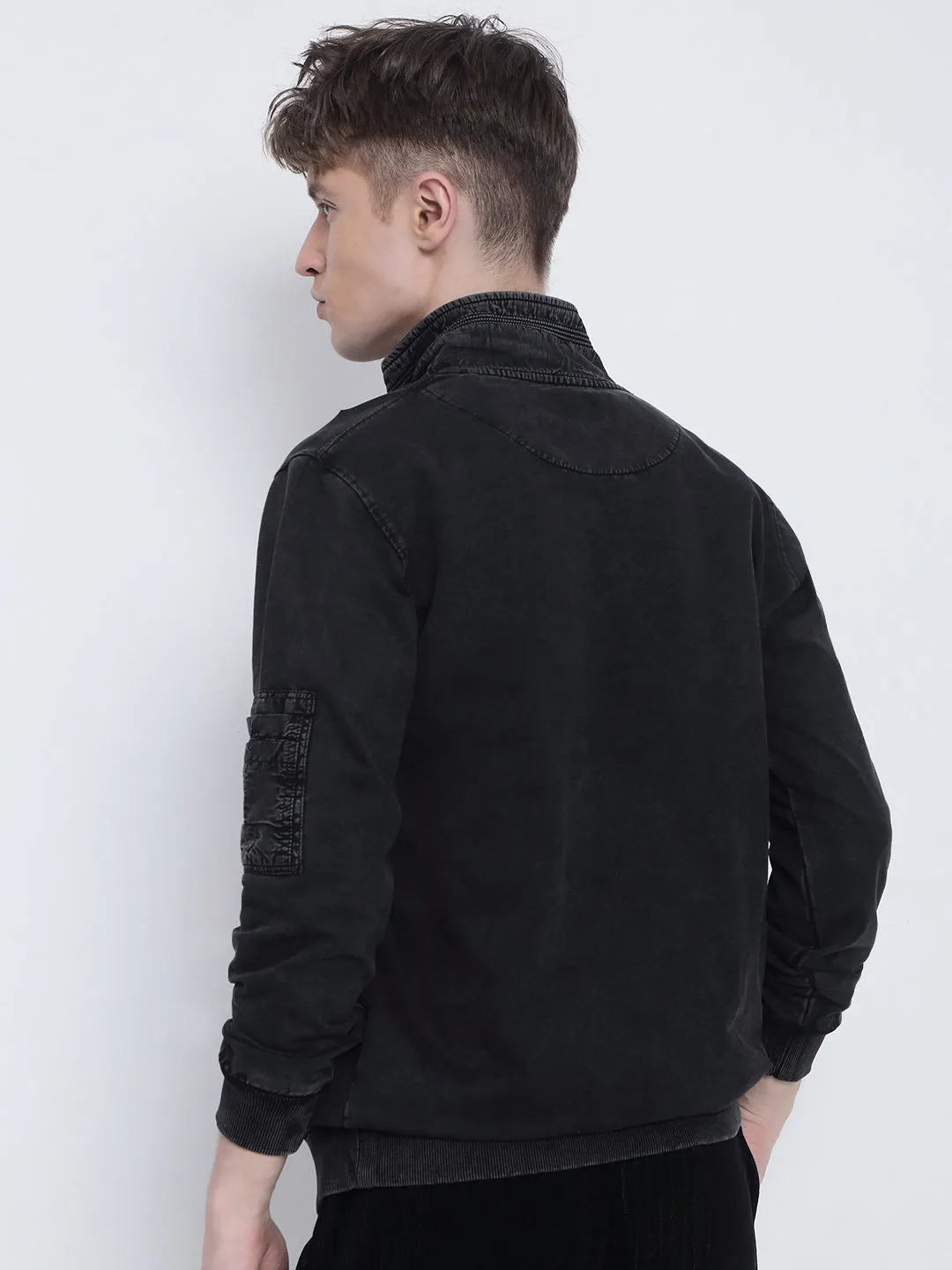 Cozy Trend Men's Charcoal High Neck Sweatshirt