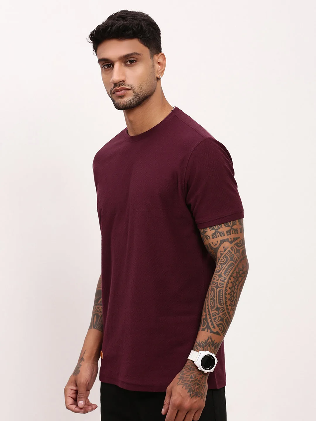 Men's Maroon Solid Casual T-Shirt product floral delicacy appropriate for sunny days