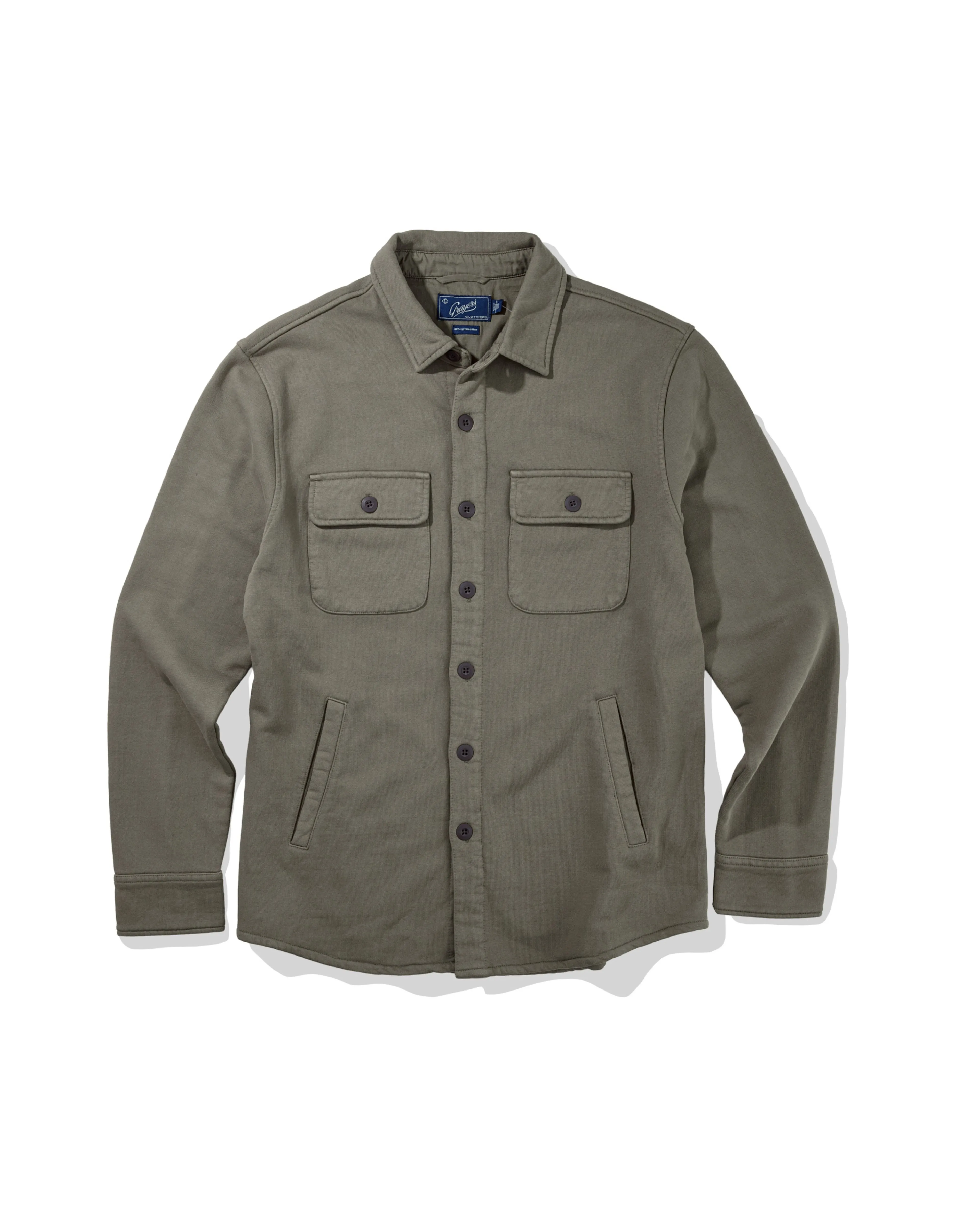 Defender Terry CPO Jacket - Faded Olive Long Length Style Staple