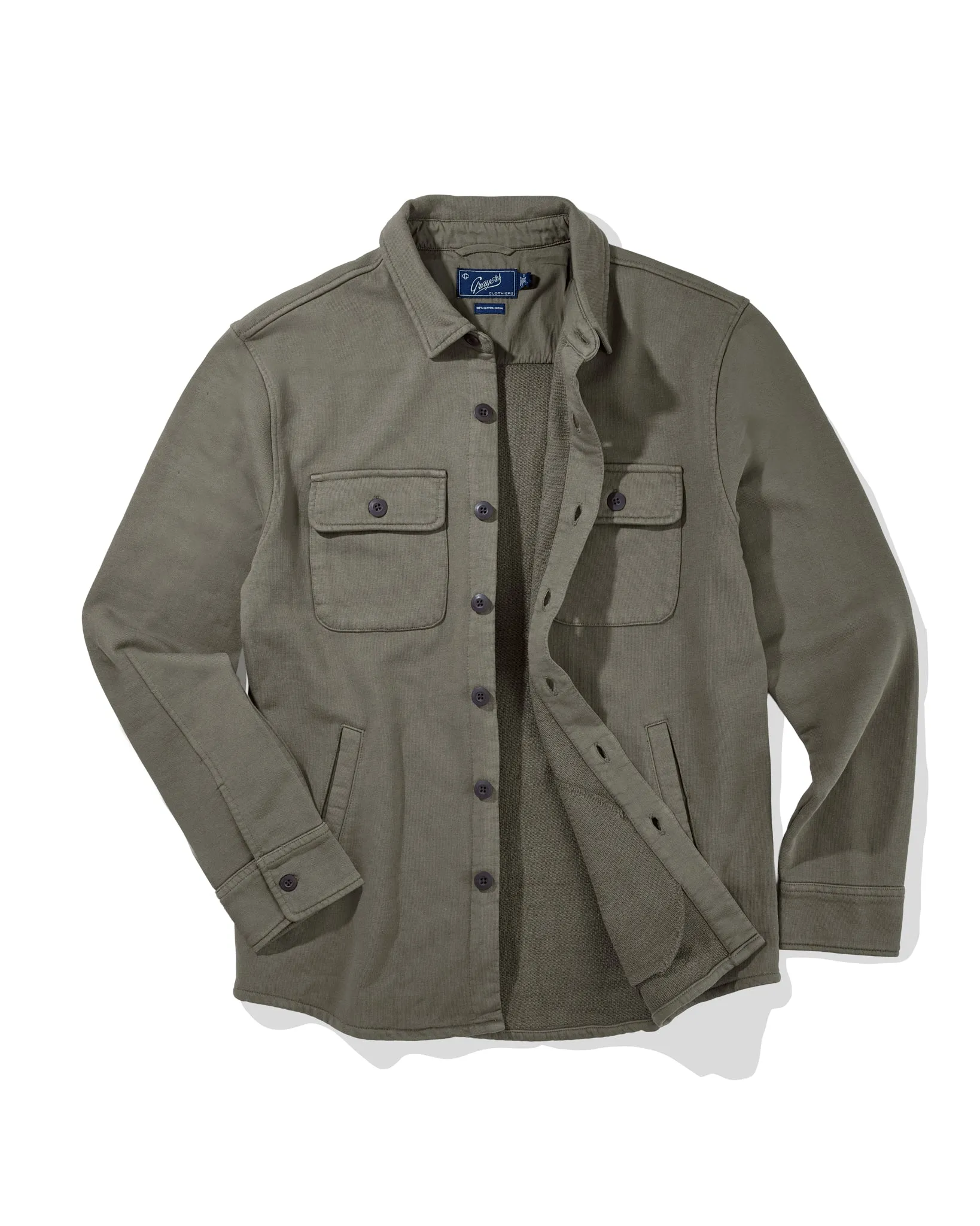 Leather Bits Quilted Interior Layer Defender Terry CPO Jacket - Faded Olive