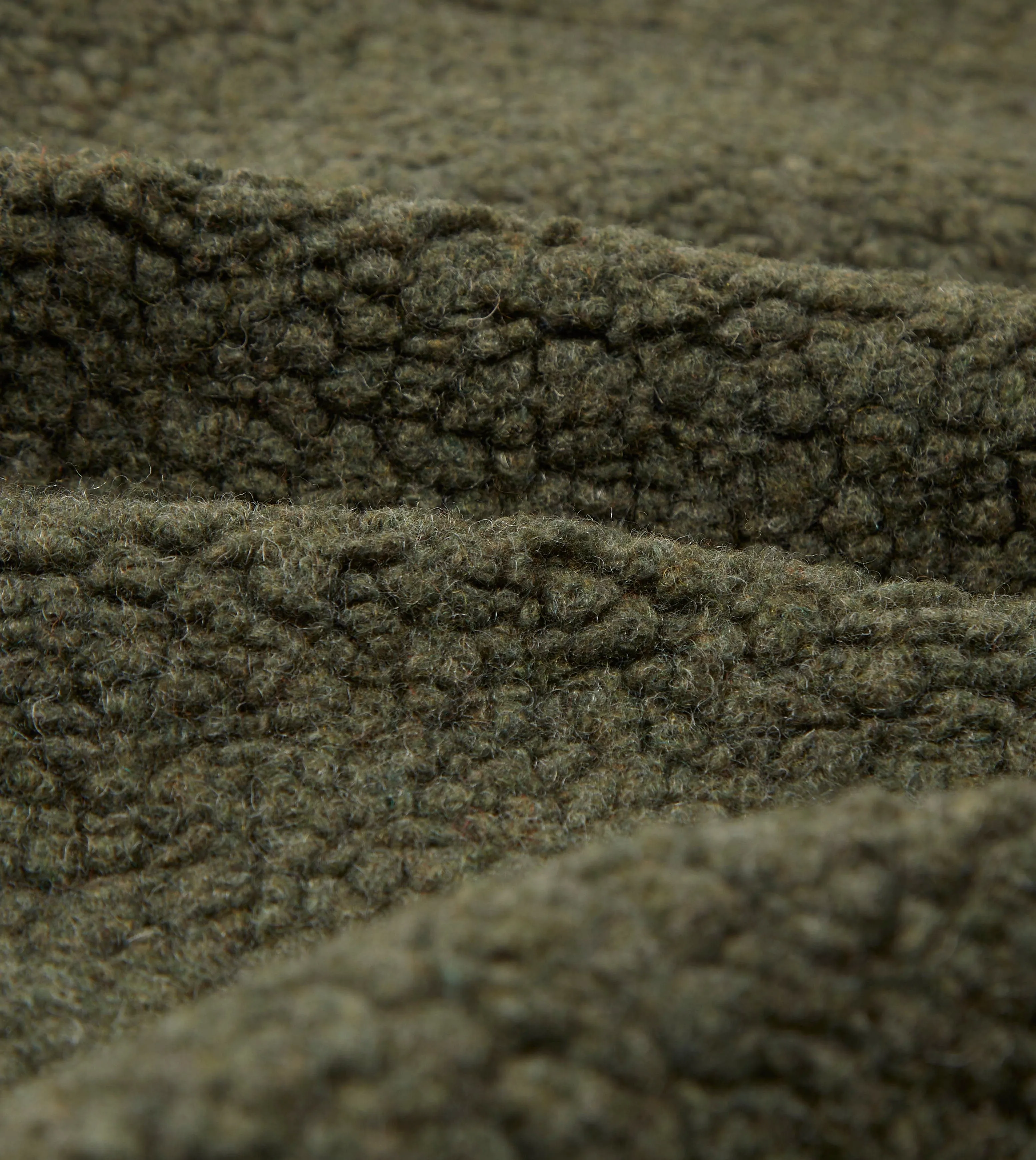 Green Boucle Wool Zip Fleece Jacket Light Travel Piece