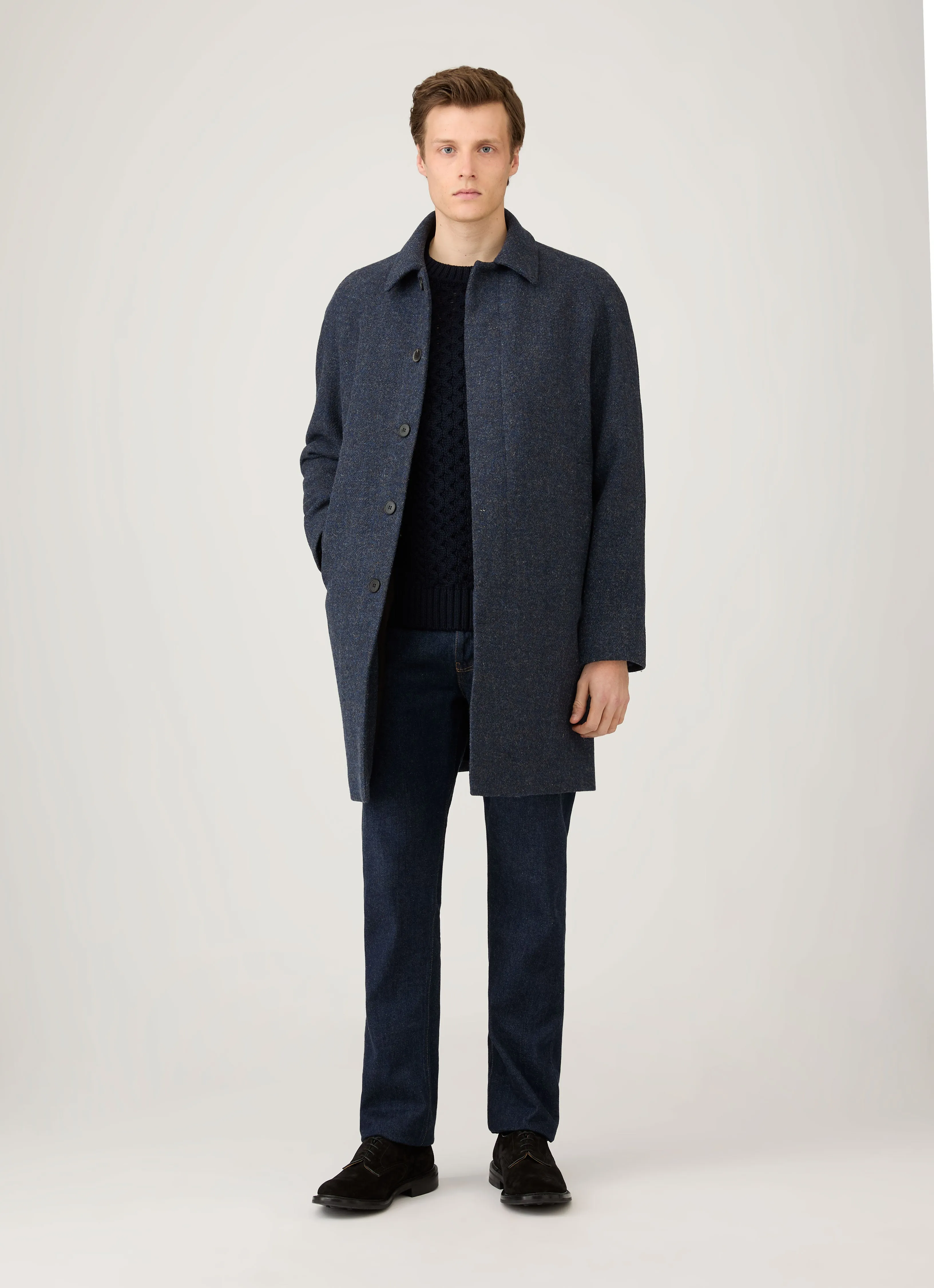 Men's Cable Knit Jumper in Navy Day Layer FadeResistant Treatment