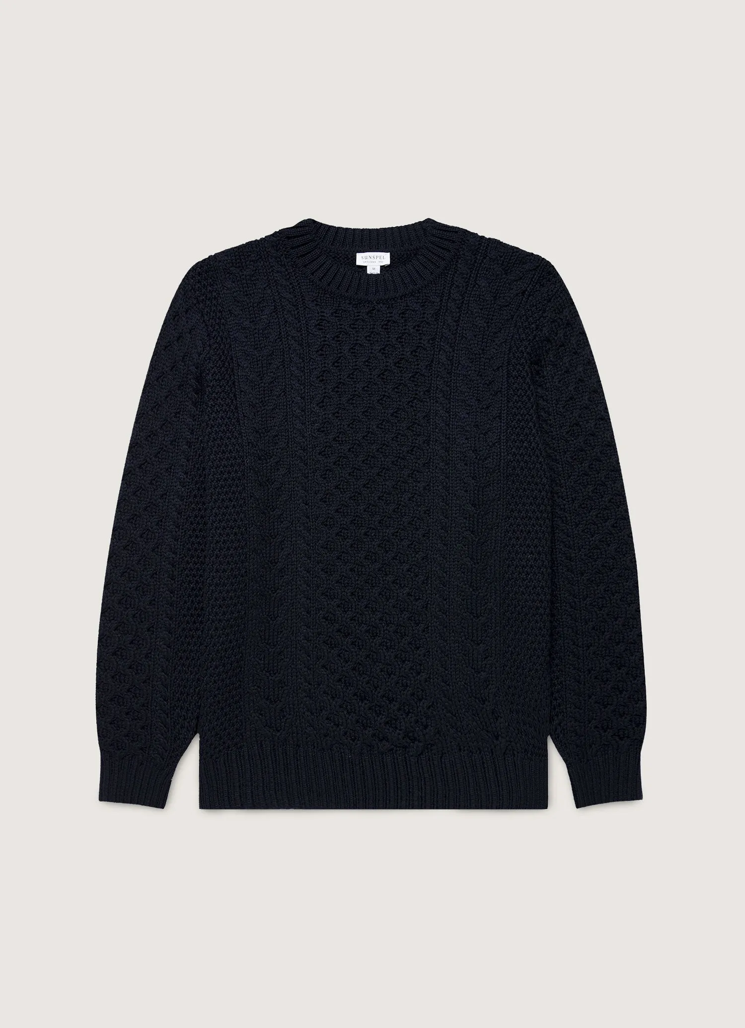 Crisp Texture Seasonal Casual Look Men's Cable Knit Jumper in Navy