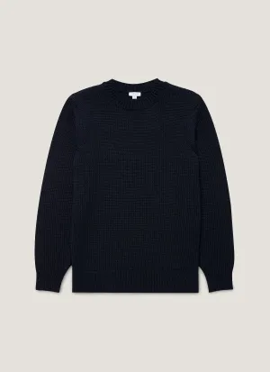 Off Duty Men's Fisherman Jumper in Navy
