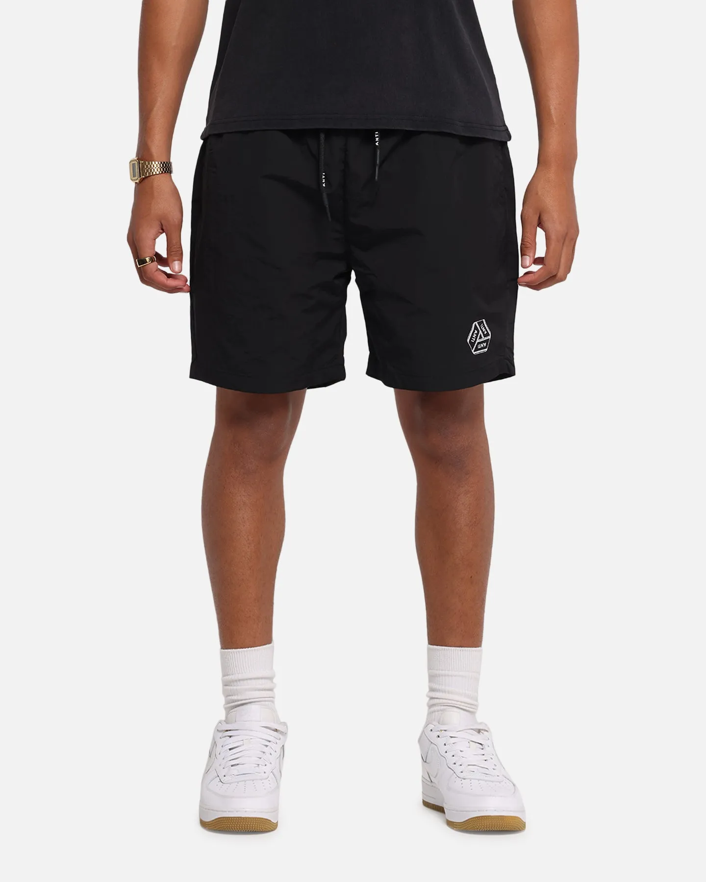Printed design Move Free The Anti Order Reverse Logo Nylon Shorts Black
