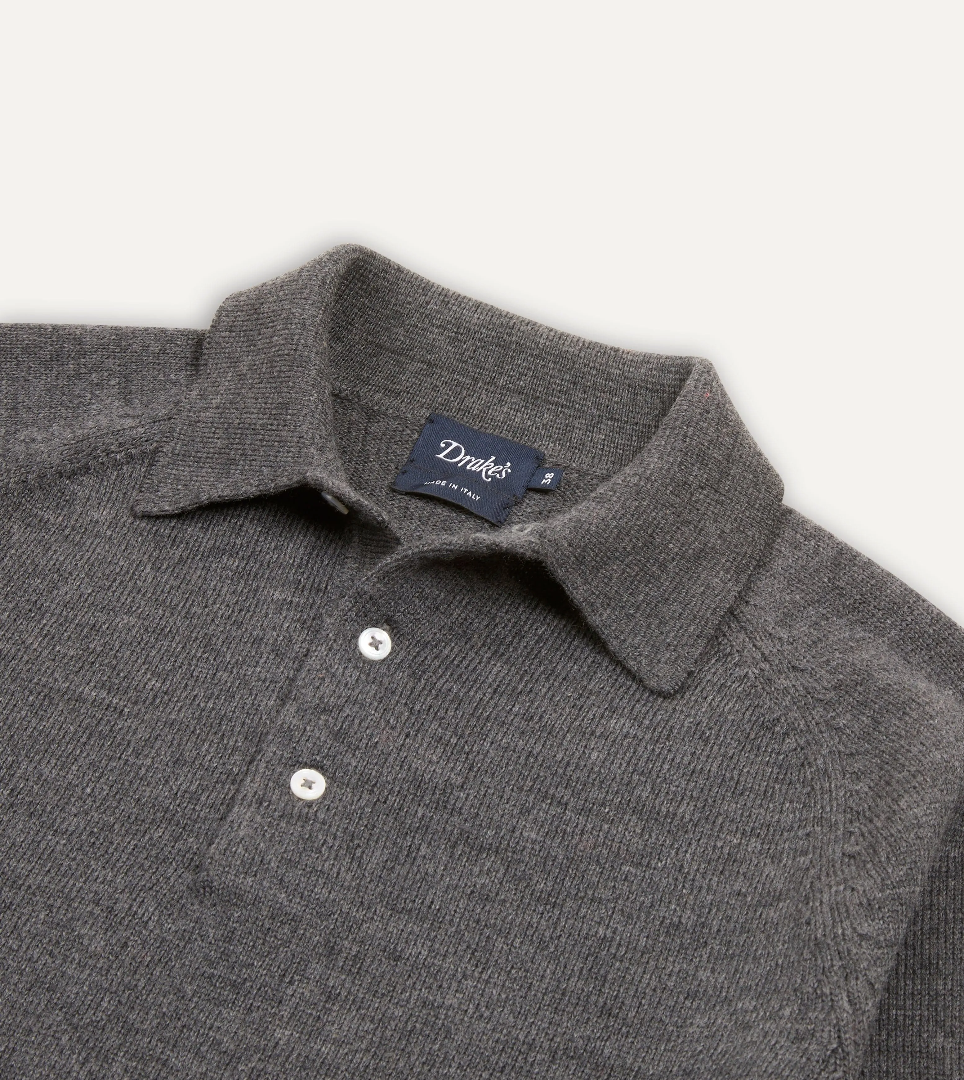 Grey Merino Wool Knitted Polo Urban Trendy Lived In