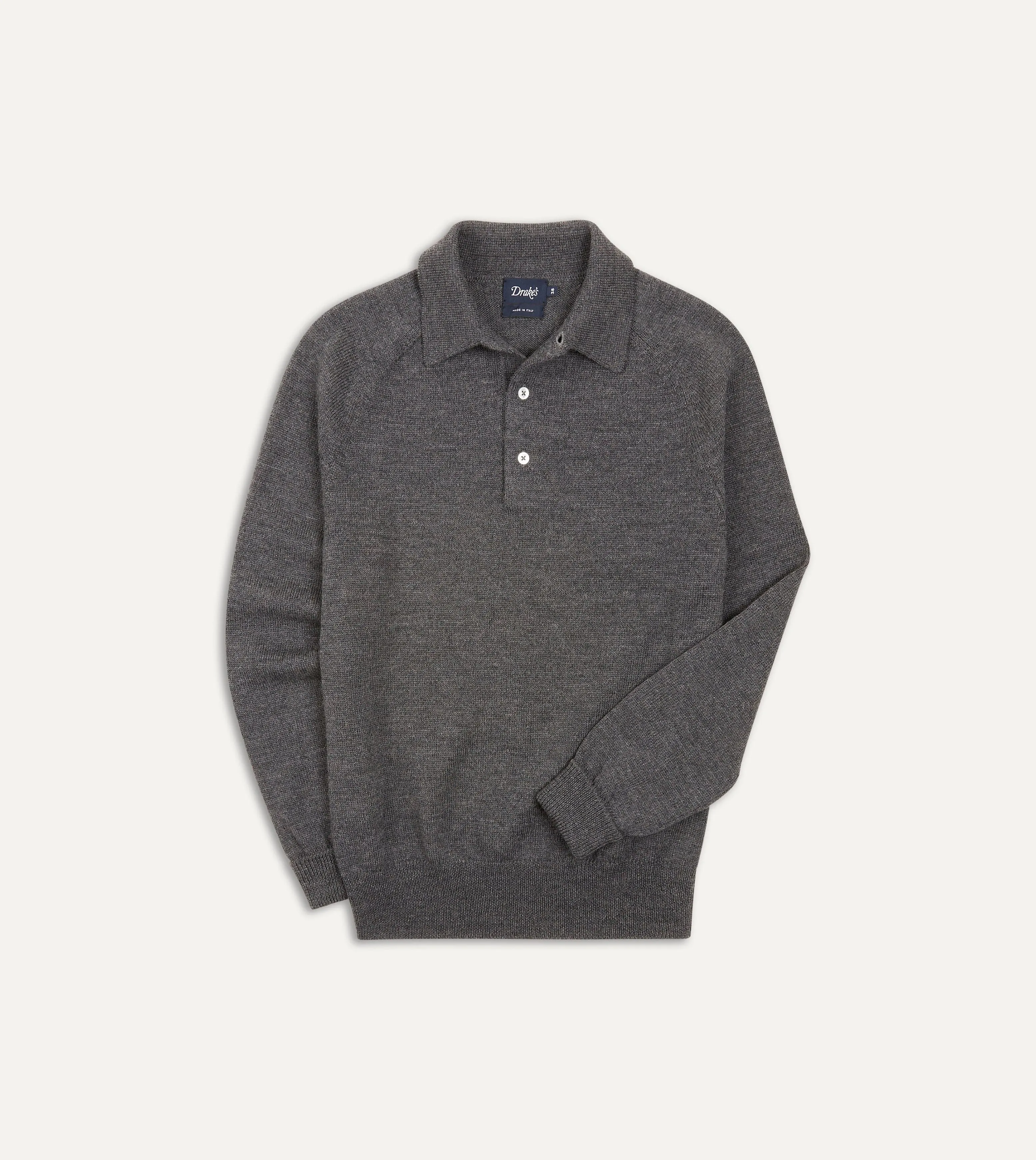 Grey Merino Wool Knitted Polo Clean Silhouette