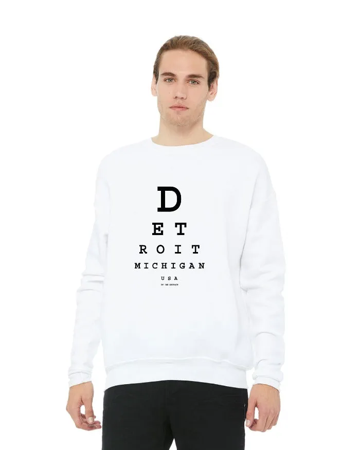 Ink Detroit Eye Chart Crewneck Sweatshirt - White Warm Fashion
