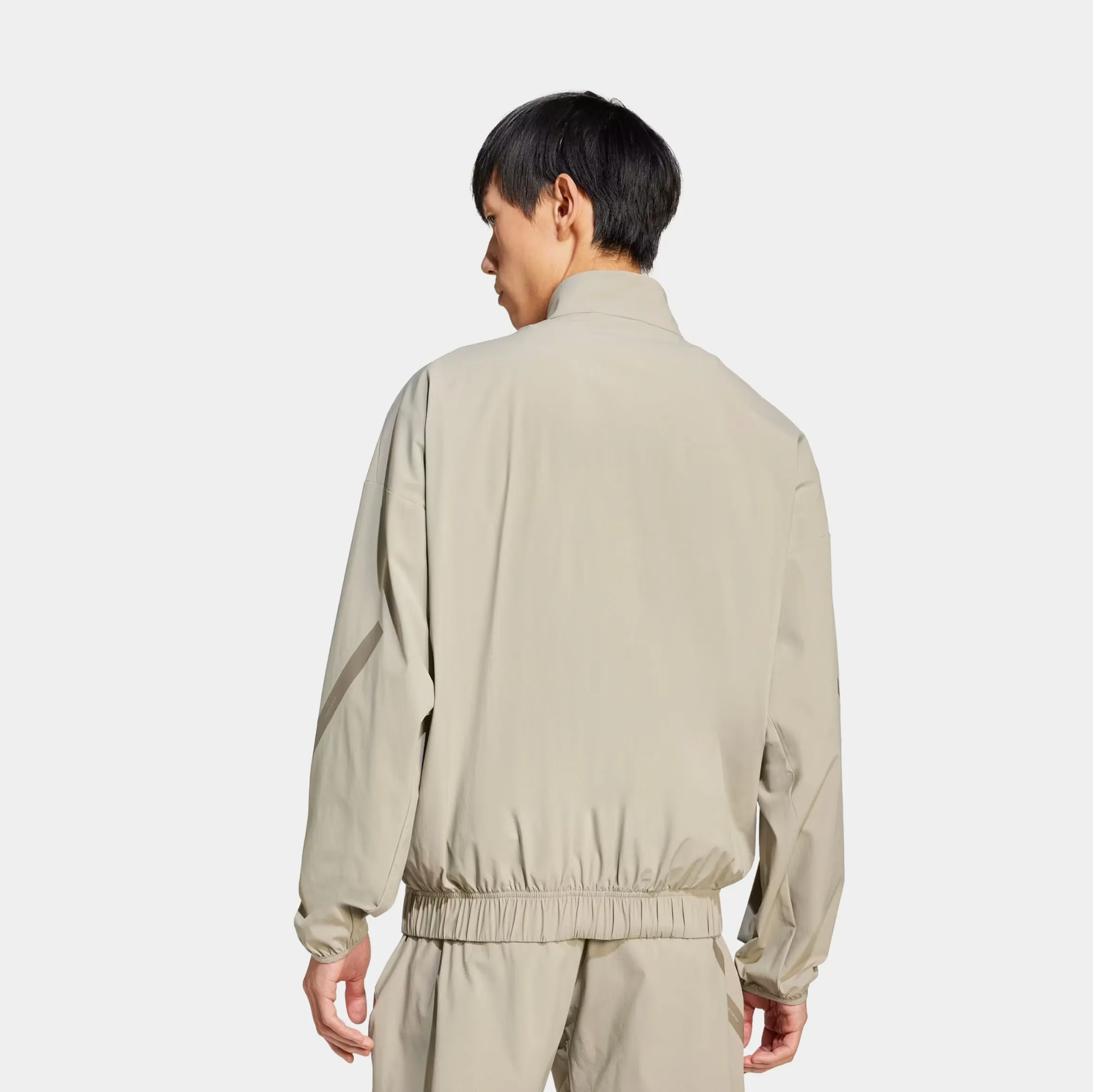 Z.N.E Woven Track Full Zip Mens Jacket (Beige) chain accents