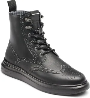 Affordable Chic Even Ground Karl Lagerfeld Paris LF2S3008 Combat Men  Black Leather Wingtip Boots ZPO3805