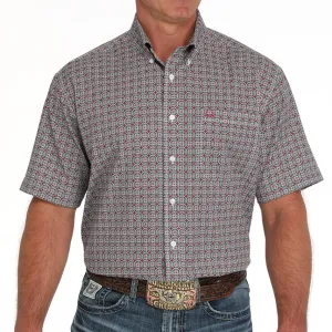 Cinch Men's S/S Arenaflex Medallion Western Button Down Shirt in White Multicolor Versatile Look Classic Color