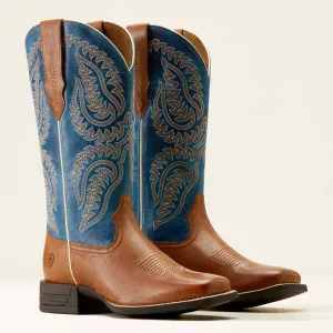 Women's Cattle Caite Stretchfit Western Boot In Peanut/blue Work Function Quiet Shade