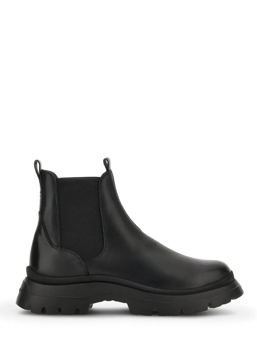 Polish Trim Black Leather Boots