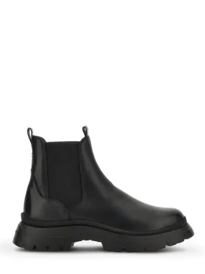 Polish Trim Black Leather Boots