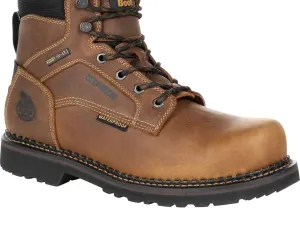 Men's Revamp Steel Toe Internal Met-Guard Waterproof Work Boot - Medium Width In Brown Flexible Shank Design Casual Edge
