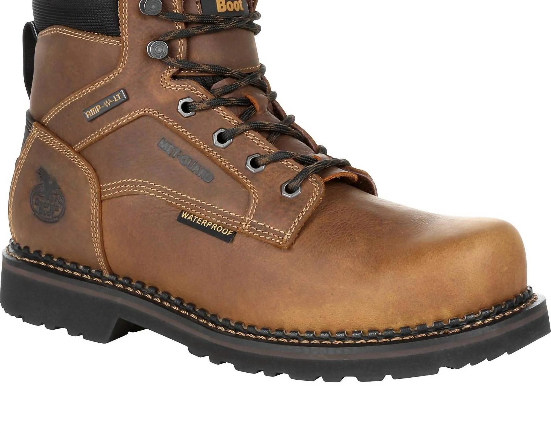 Men's Revamp Steel Toe Internal Met-Guard Waterproof Work Boot - Medium Width In Brown Flexible Shank Design Casual Edge