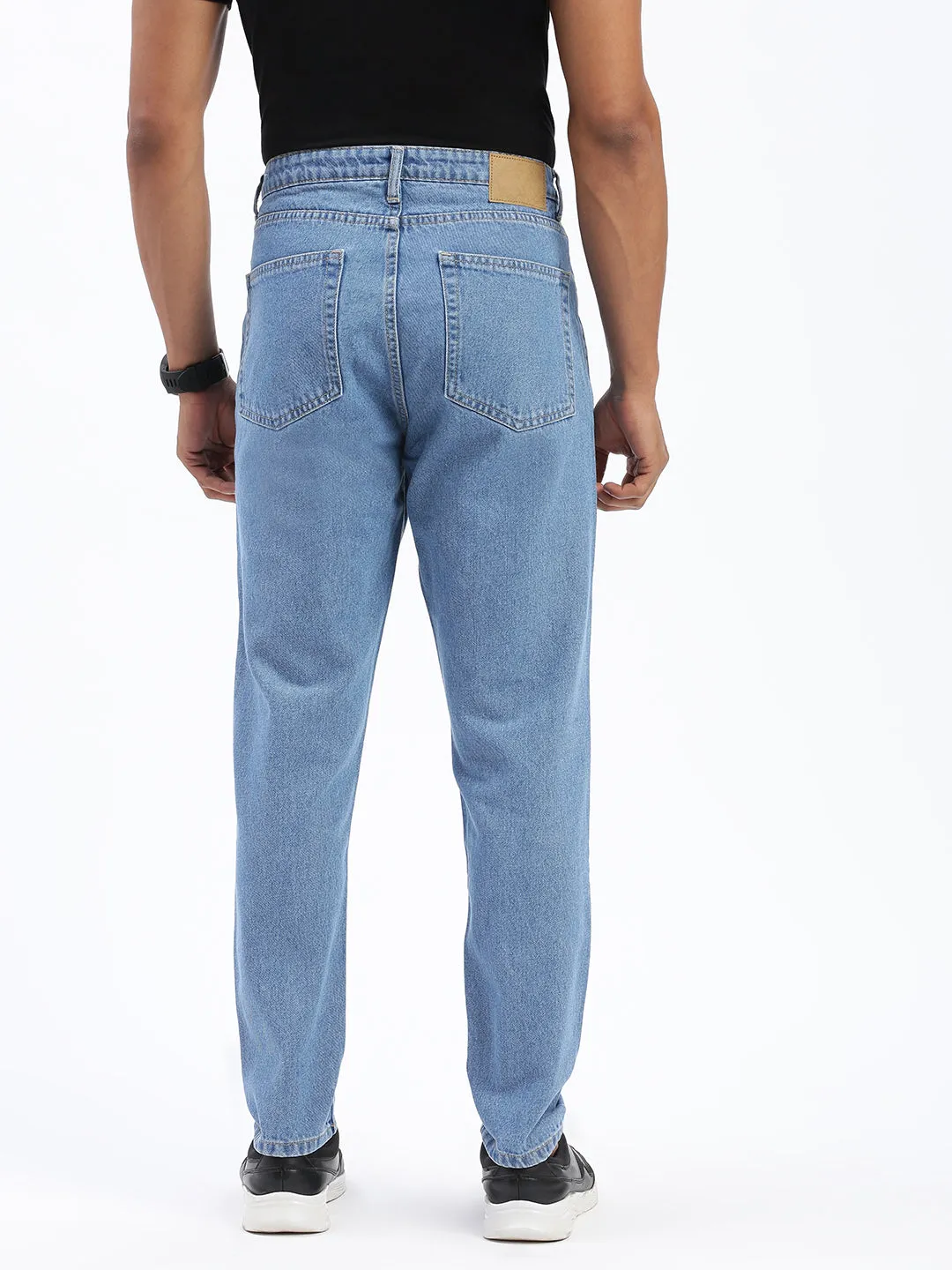 Casual Street Men's Blue Regular Fit Cropped Jeans