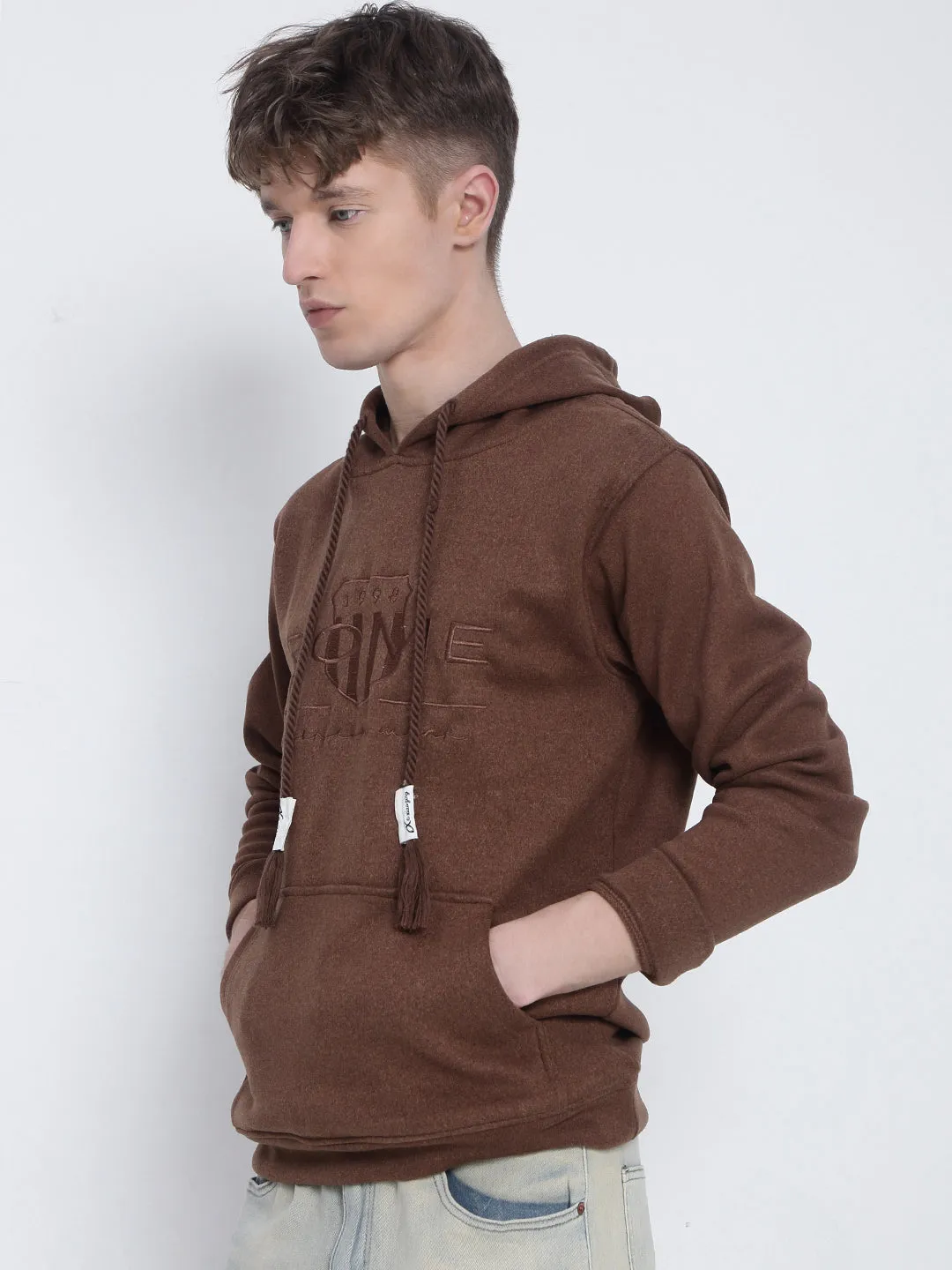 Men's Brown Hoodie with Pockets Side Pockets quick dry