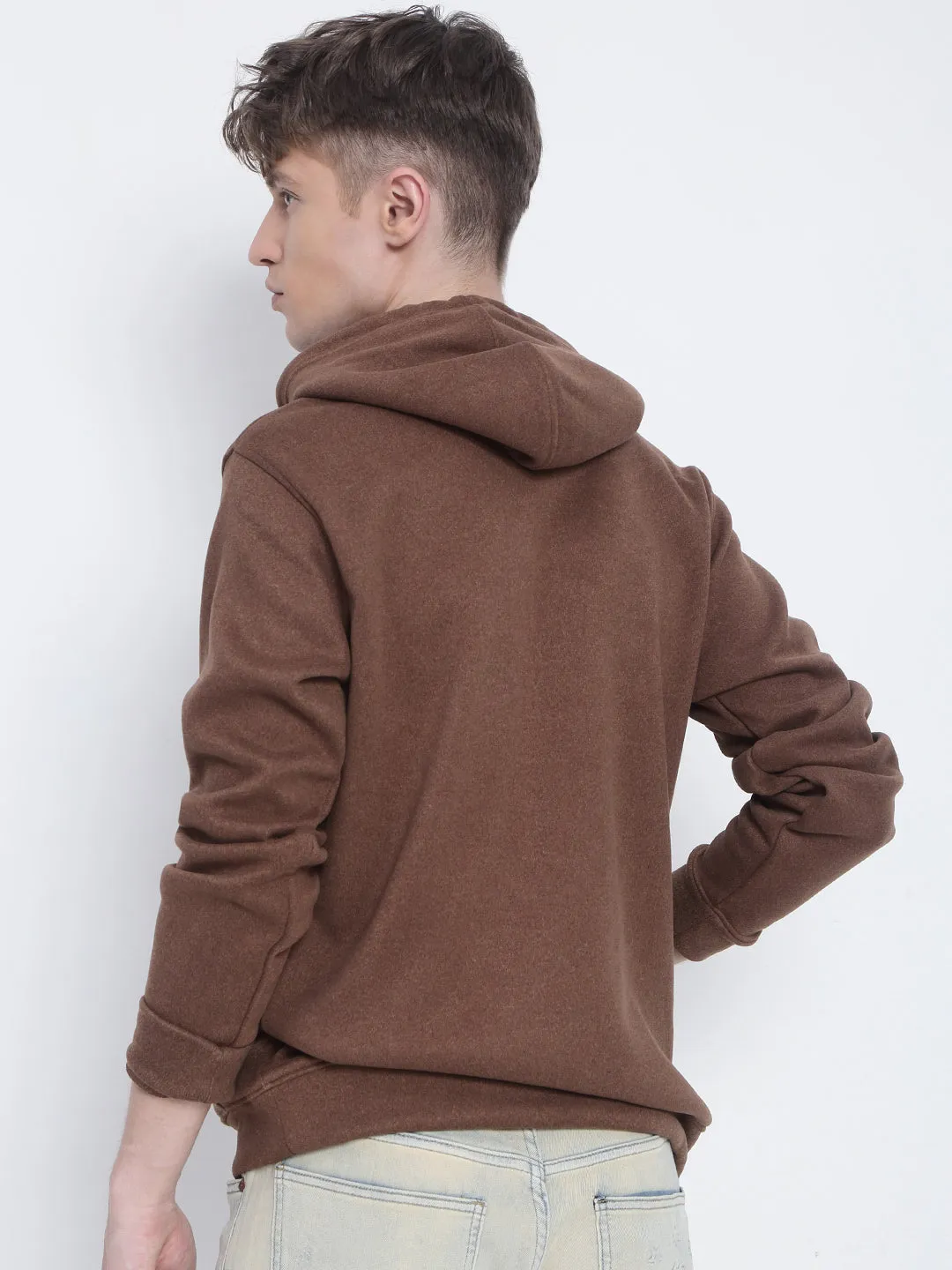 Men's Brown Hoodie with Pockets Anti fungal product geometric precision