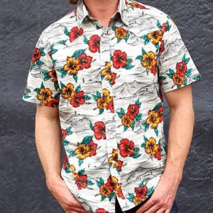 Tin Haul Men's Landscape Tropical Short Sleeve Western Shirt Light Wear