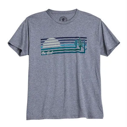 Anti-bacterial Tin Haul Men's Retro Desert Screen Print T-Shirt in Grey