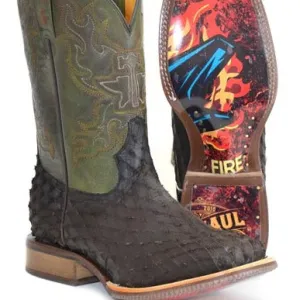 Tin Haul Men's Ruff and Tumble Western Boot with Anvil on Fire Sole Impact Diffusion Tech Comfort Cushioning