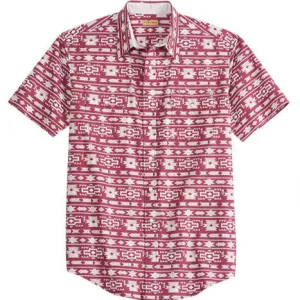 Basic Wear Tin Haul Men's S/S Aztec Stripe Western Snap Shirt in Wine