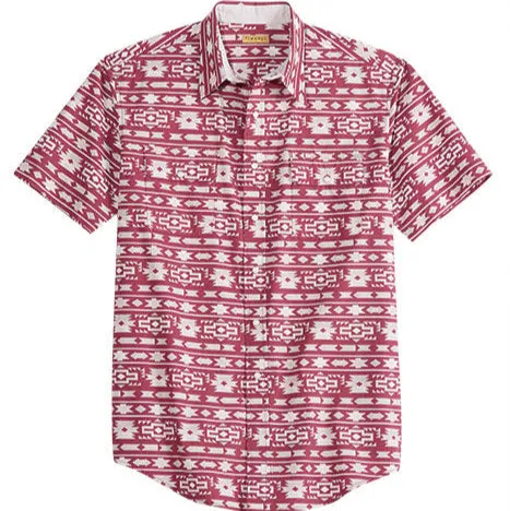 Basic Wear Tin Haul Men's S/S Aztec Stripe Western Snap Shirt in Wine