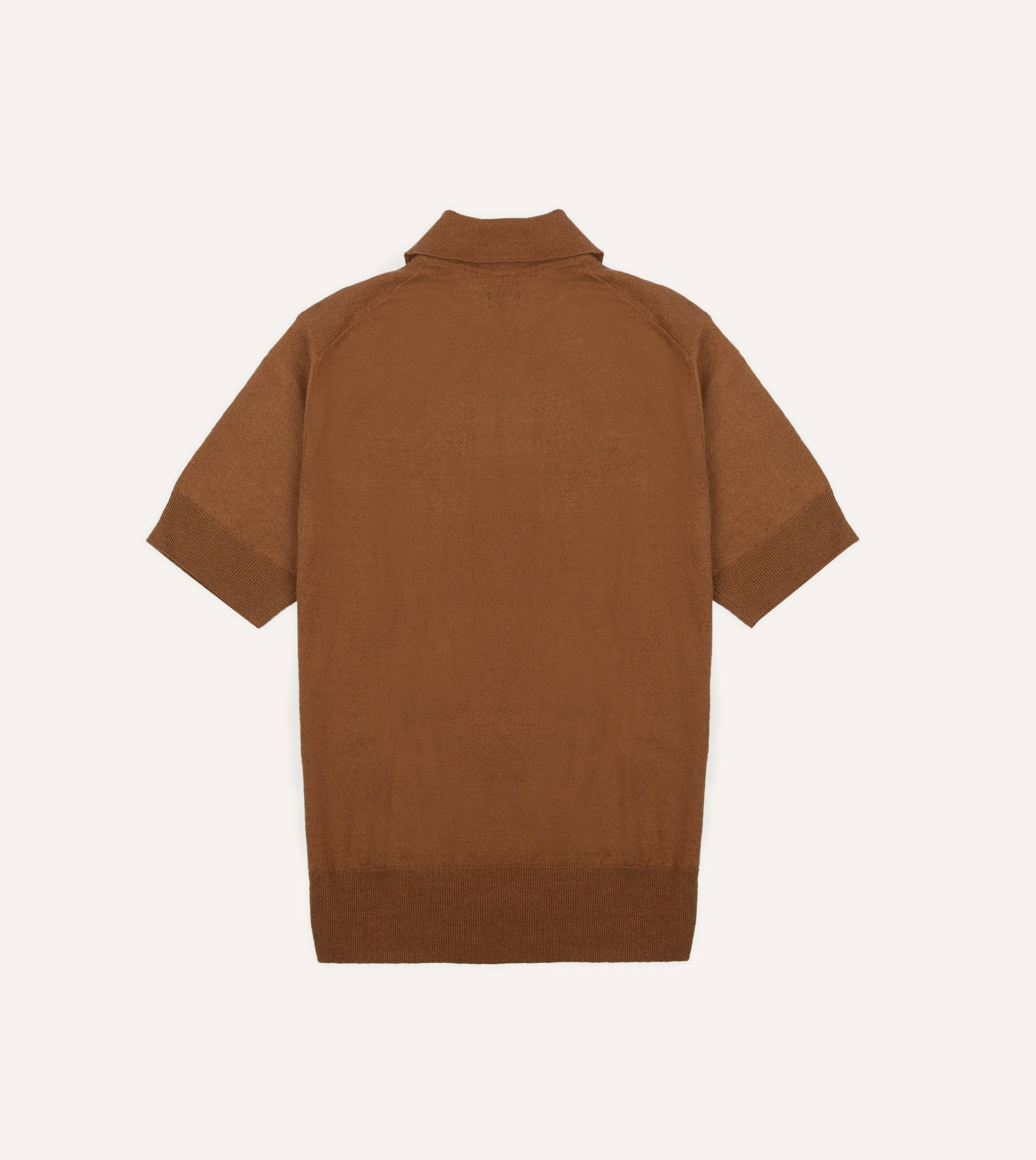 Tobacco Knitted Linen-Cotton Short-Sleeve Polo Shirt Durable Weave StaticFree Material