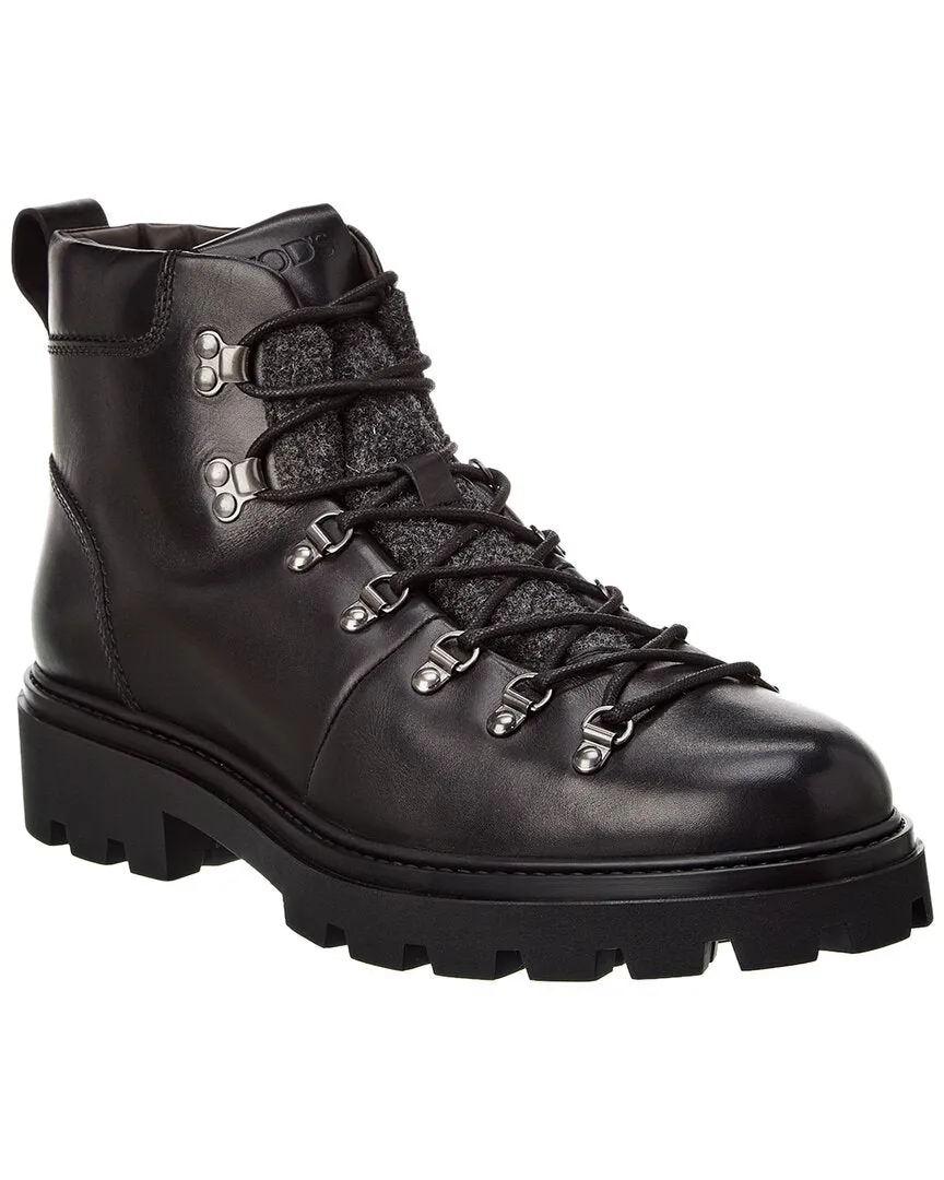 TOD??s Leather & Flannel Boot Arch support Refined Uniform