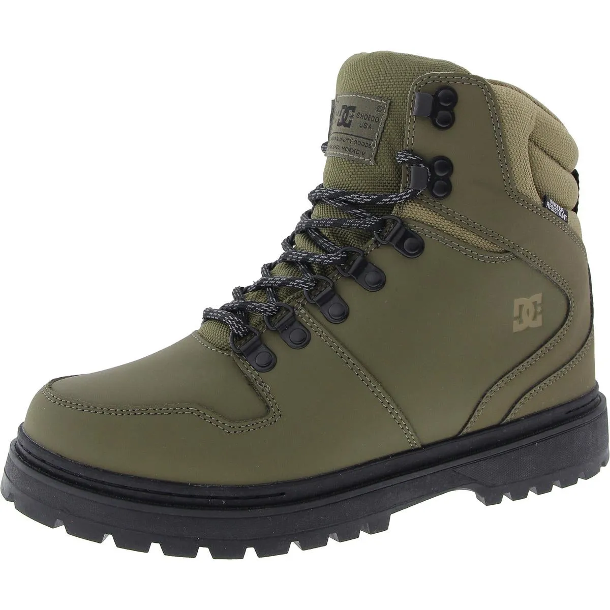 Mens Water Resistant Combat & Lace-Up Boots Double Stitched Seams Refined Layer