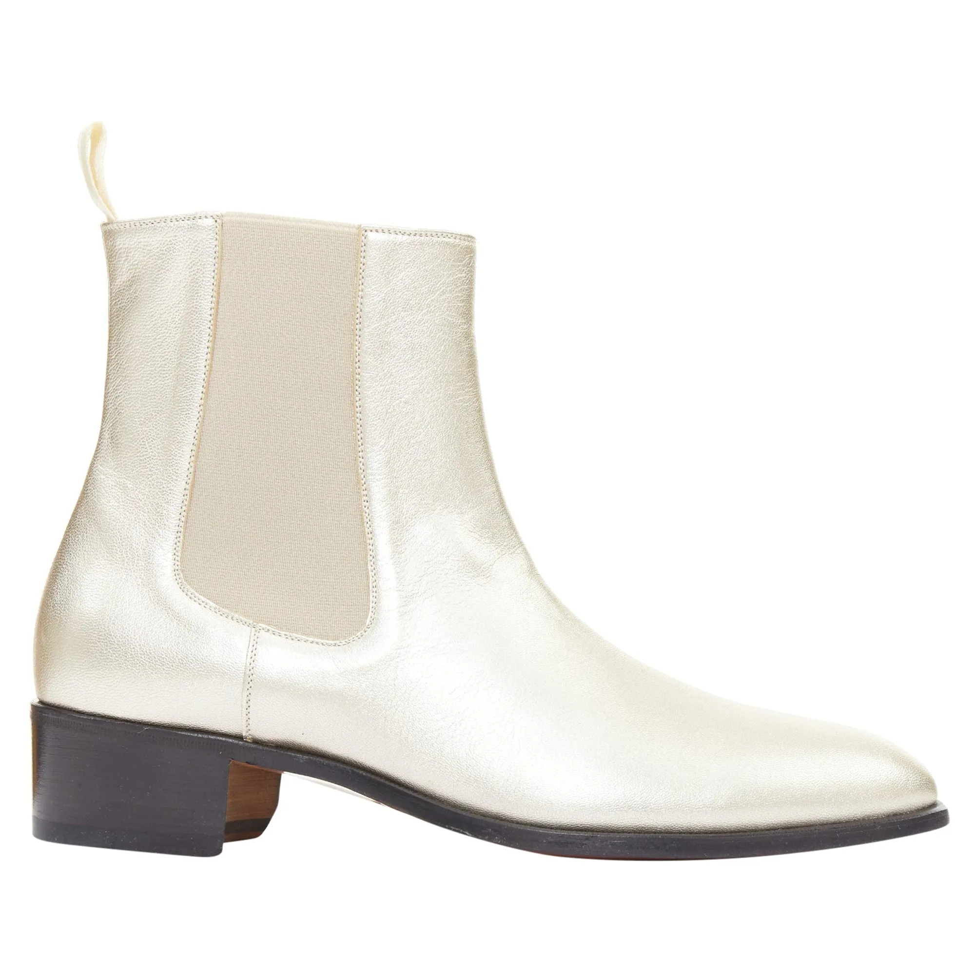 Stain Proof Style Clarity Tom Ford metallic light g leather cuban heels Chelsea ankle boots