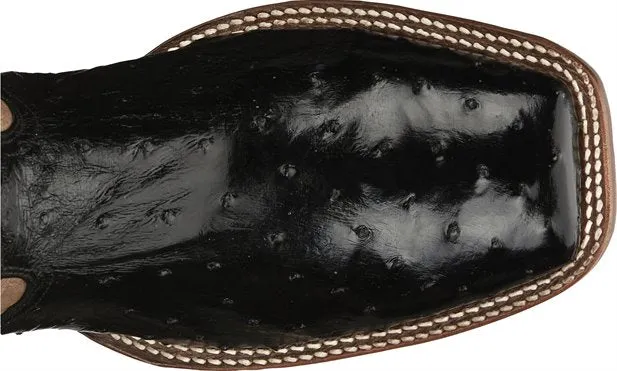Cushioned Step Work Commute Flexible Ankle Support Tony Lama Men's Castillo Full Quill Ostrich Boot-Black