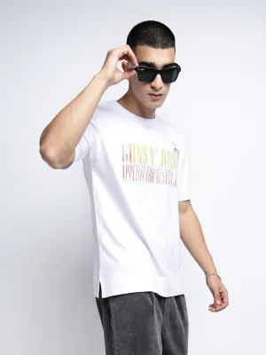 Men's Typography White Short Sleeves Round Neck Regular Fit T-Shirt OdorResistantClothing